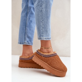 Bottes de neige à plateforme en peau de mouton camel avec fourrure brun 3