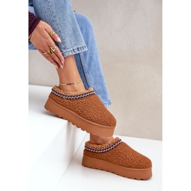 Bottes de neige à plateforme en peau de mouton camel avec fourrure brun 7