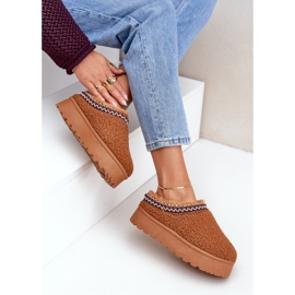 Bottes de neige à plateforme en peau de mouton camel avec fourrure brun 8