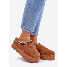Bottes de neige à plateforme en peau de mouton camel avec fourrure brun 1