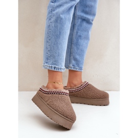 Bottes de neige à plateforme en peau de mouton marron avec fourrure brun 2