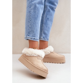 Bottines de neige basses avec fourrure sur plateforme Eco Suede, beige clair 2 Bottines de neige basses avec fourrure sur plateforme Eco Suede, beige clair 2