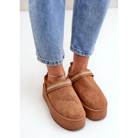 Bottines de neige avec broderie décorative camel brun 5