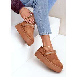 Bottines de neige avec broderie décorative camel brun 7