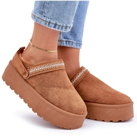 Bottines de neige avec broderie décorative camel brun 8