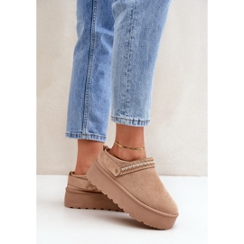Bottines de neige beiges avec broderie décorative 2