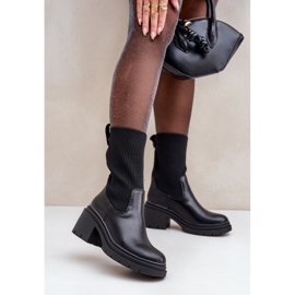 Bottines avec chaussette sur talon massif noir le noir 2