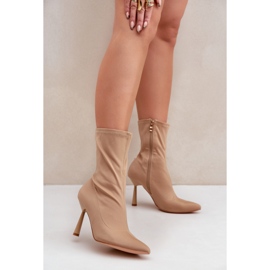 Bottines en tissu beige foncé 2 Bottines en tissu beige foncé 2