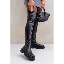Cuissardes à talons plats, noir le noir 2