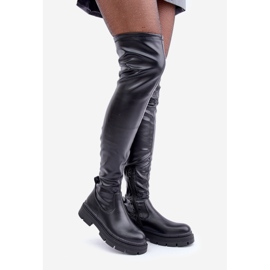 Cuissardes à talons plats, noir le noir 1