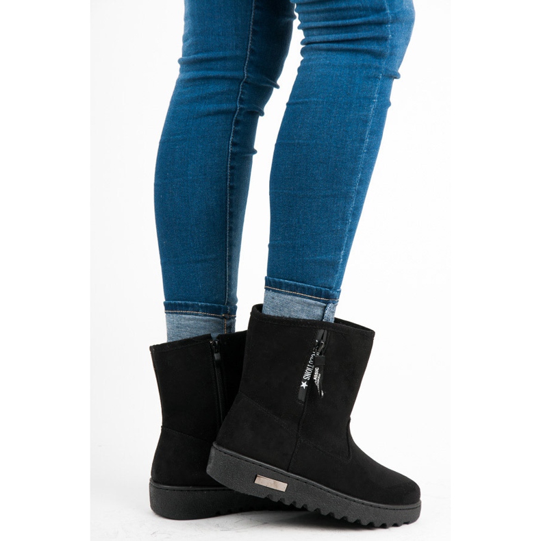 Super Me Bottes de neige fermées par une fermeture éclair le noir 1