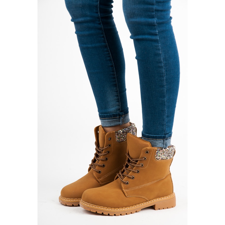 Trappeurs à paillettes brun 2