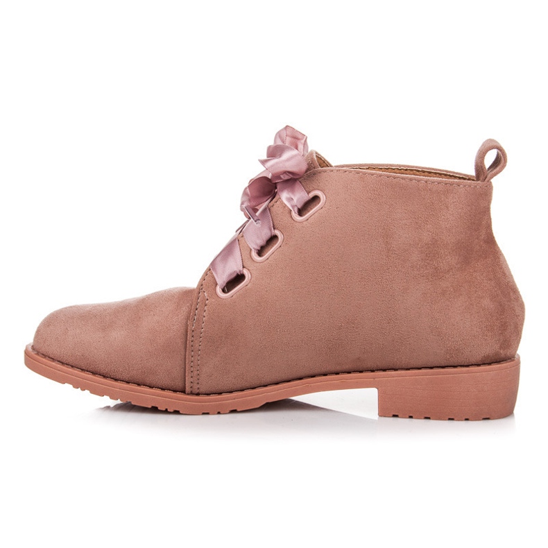 Bestelle Bottines nouées avec un ruban rose 1 Bestelle Bottines nouées avec un ruban rose 1