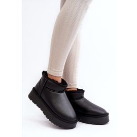 Bottes de neige en cuir noir avec doublure en fourrure le noir 1
