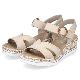 Sandales compensées confortables Rieker W RKR595, beige 4