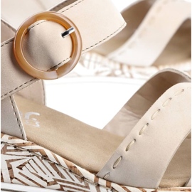 Sandales compensées confortables Rieker W RKR595, beige 8