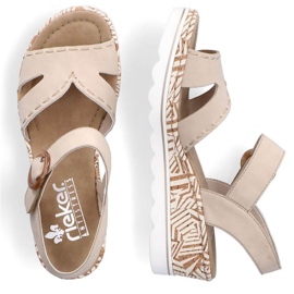Sandales compensées confortables Rieker W RKR595, beige 9