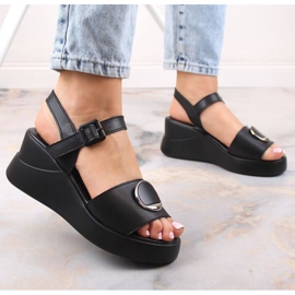 Filippo sandales compensées en cuir W DS4411 noir le noir 4