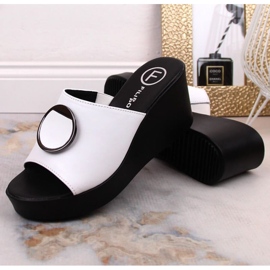 Filippo DK4610 mules compensées en cuir blanc blanche 3