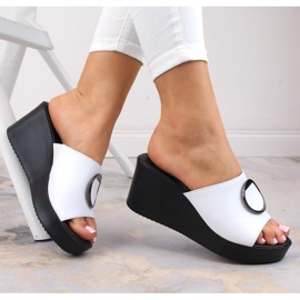 Filippo DK4610 mules compensées en cuir blanc blanche 4