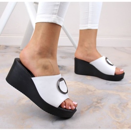 Filippo DK4610 mules compensées en cuir blanc blanche 5