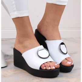 Filippo DK4610 mules compensées en cuir blanc blanche 6