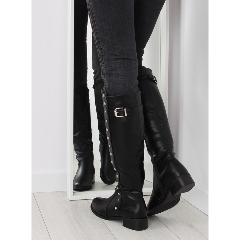 Bottes cavalières à clous noir PE115P noir 1
