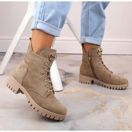 Bottines isolées en daim à talon haut et plateforme M.Daszyński W SAN22, beige 3