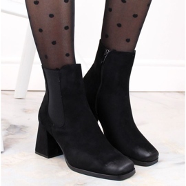 Bottines en daim sur talon décoratif Potocki W WOL193A, noir le noir 4