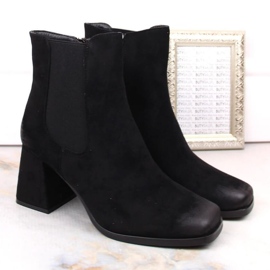 Bottines en daim sur talon décoratif Potocki W WOL193A, noir le noir 5