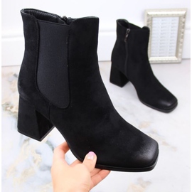 Bottines en daim sur talon décoratif Potocki W WOL193A, noir le noir 6