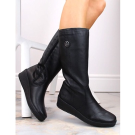Bottes imperméables en cuir isolées avec de la laine de mouton Rieker W RKR237B le noir 3