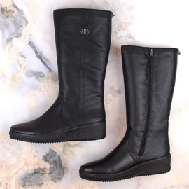 Bottes imperméables en cuir isolées avec de la laine de mouton Rieker W RKR237B le noir 4