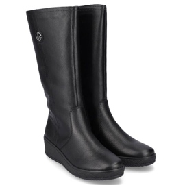 Bottes imperméables en cuir isolées avec de la laine de mouton Rieker W RKR237B le noir 11