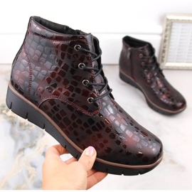 Filippo W PAW376B bottes compensées en cuir isolées bordeaux rouge 4