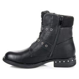 Kayla Bottines à talons plats noir 1