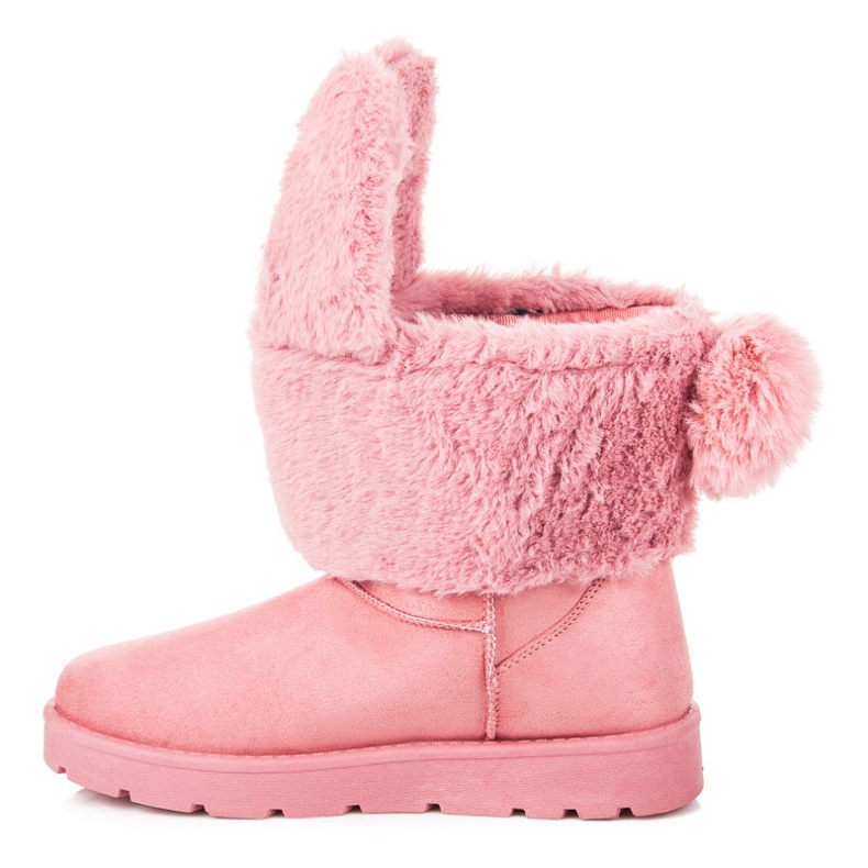 Bottes de neige avec oreilles amovibles et pompon rose 1