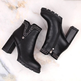 Bottines isolées à talons hauts avec rivets, Filippo W PAW495, noir le noir 7
