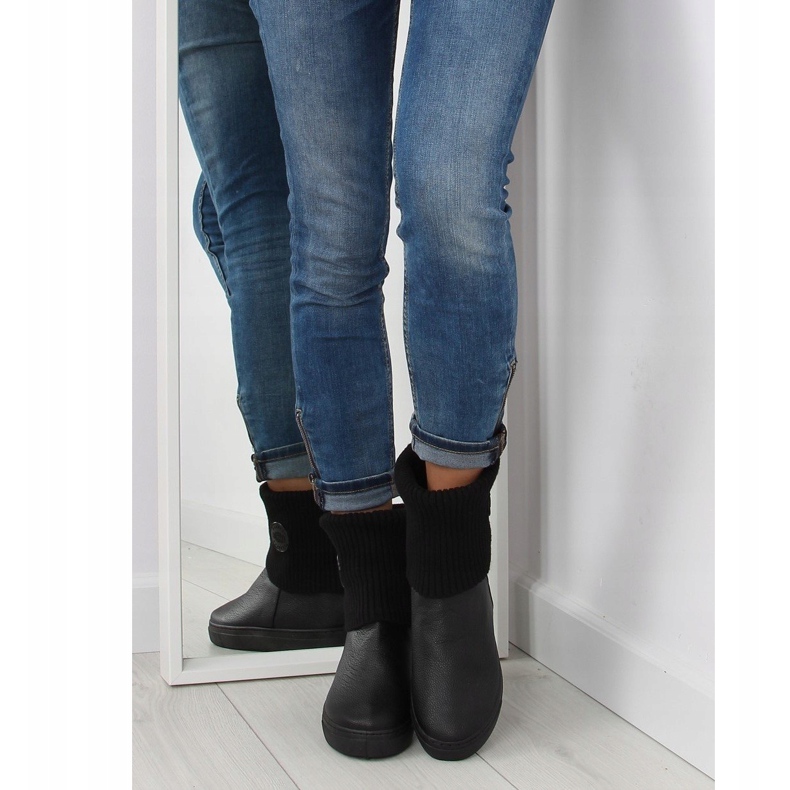 Bottines à dessus en laine noir NB30 Noir 2