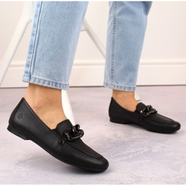 Rieker Chaussures en cuir confortables avec chaîne Remonte W RKR645, noir le noir 5
