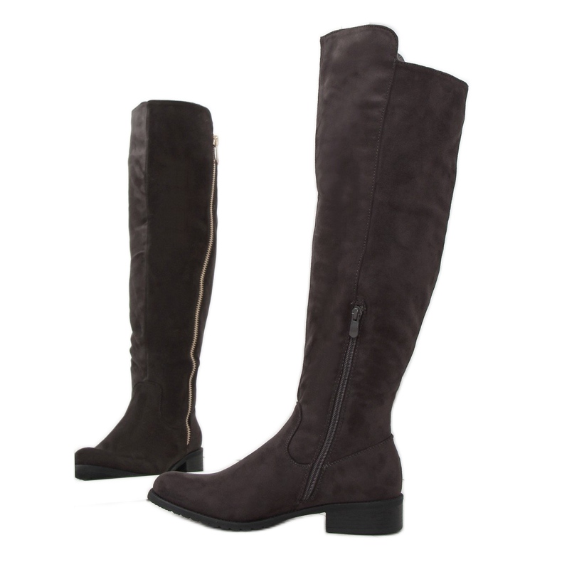 Bottes cavalières grises pour femme 6811-PG Gris 1