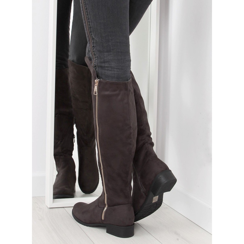 Bottes cavalières grises pour femme 6811-PG Gris 2