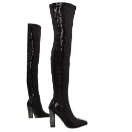 Cuissardes à sequins noirs AE55P noir le noir 5