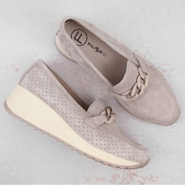 Chaussures Filippo W PAW507A en cuir et daim beiges 8