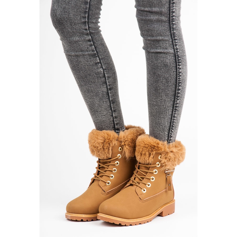 Trappeurs avec fourrure sur le dessus brun 2