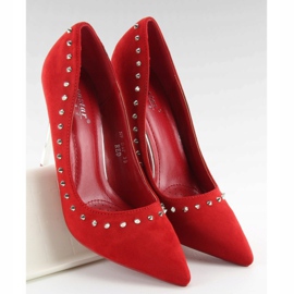 Escarpins en daim à clous rouge nf-04p Rouge 2
