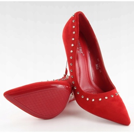Escarpins en daim à clous rouge nf-04p Rouge 3