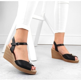 Sandales compensées en cuir avec décoration Filippo W PAW526B noir le noir 3