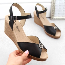 Sandales compensées en cuir avec décoration Filippo W PAW526B noir le noir 4