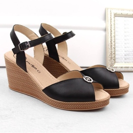 Sandales compensées en cuir avec décoration Filippo W PAW526B noir le noir 5